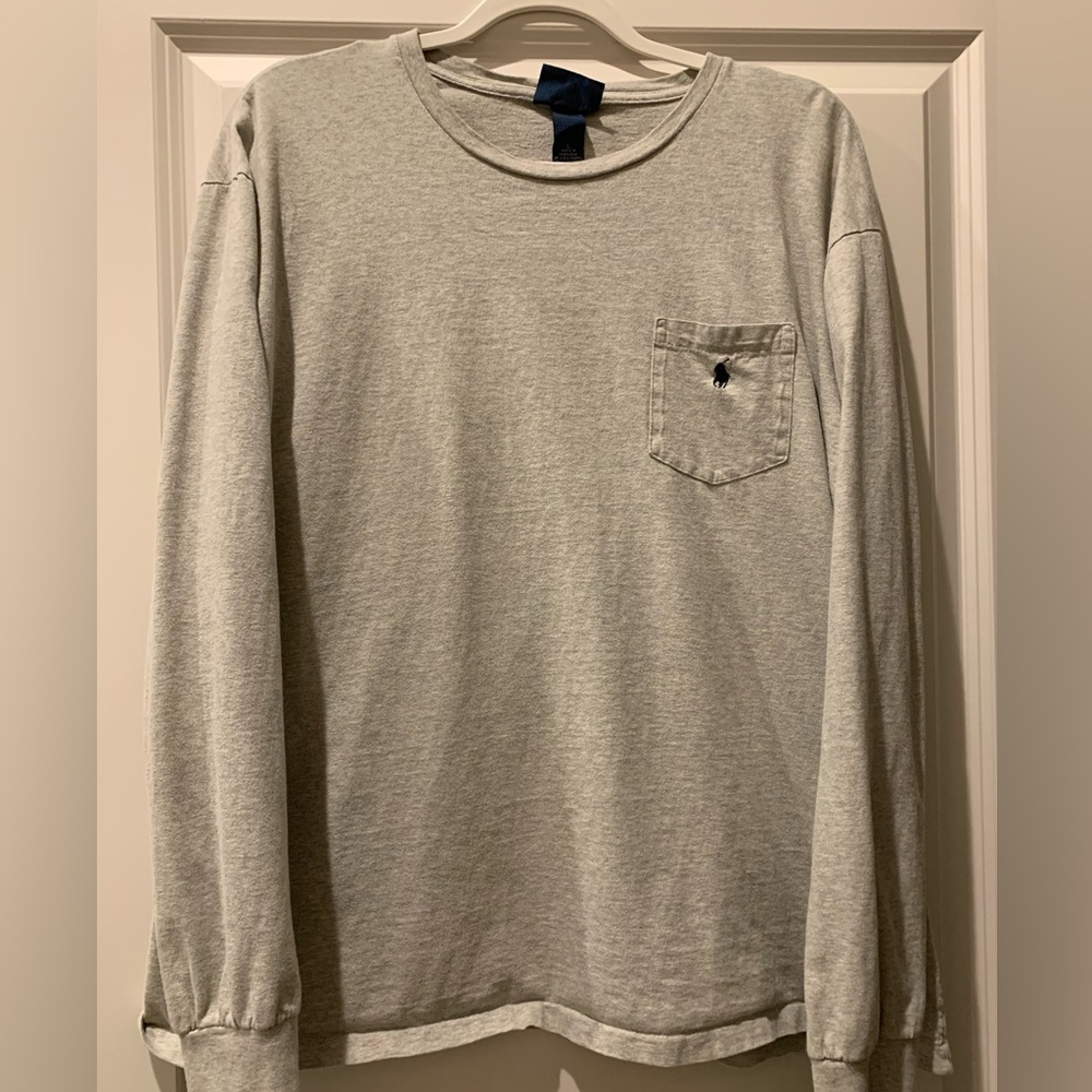 Polo long sleeve men’s T-shirt size Large Heather gray